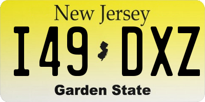 NJ license plate I49DXZ
