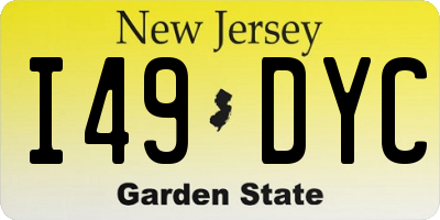 NJ license plate I49DYC