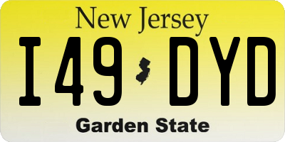 NJ license plate I49DYD