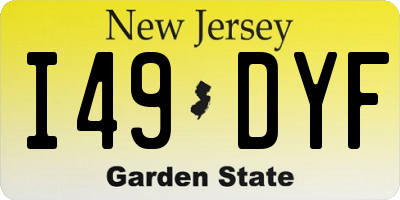 NJ license plate I49DYF