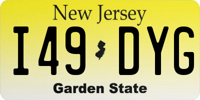 NJ license plate I49DYG