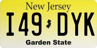 NJ license plate I49DYK