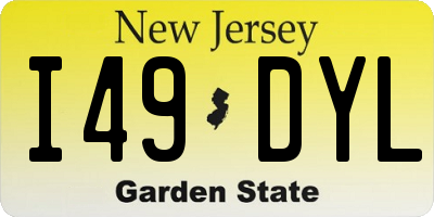 NJ license plate I49DYL