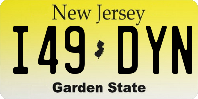 NJ license plate I49DYN