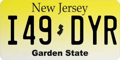 NJ license plate I49DYR