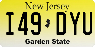 NJ license plate I49DYU
