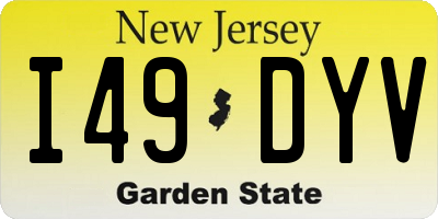 NJ license plate I49DYV