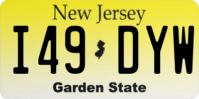 NJ license plate I49DYW