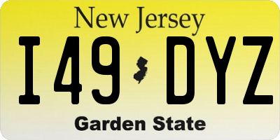 NJ license plate I49DYZ