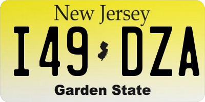 NJ license plate I49DZA