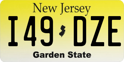 NJ license plate I49DZE