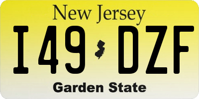 NJ license plate I49DZF