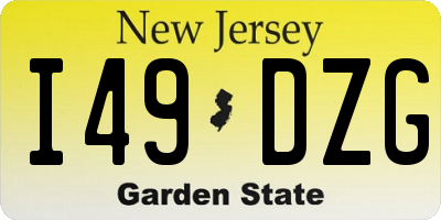 NJ license plate I49DZG