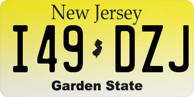 NJ license plate I49DZJ