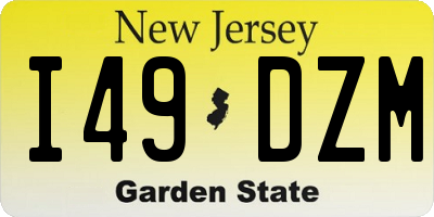 NJ license plate I49DZM