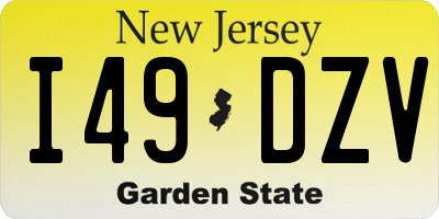 NJ license plate I49DZV