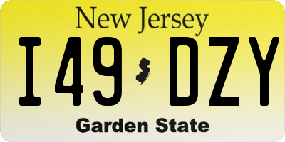 NJ license plate I49DZY