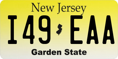 NJ license plate I49EAA