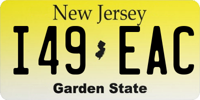 NJ license plate I49EAC