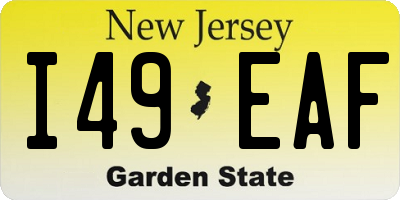 NJ license plate I49EAF