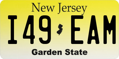 NJ license plate I49EAM