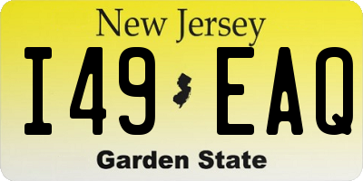 NJ license plate I49EAQ