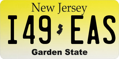 NJ license plate I49EAS