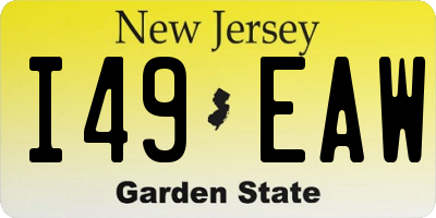 NJ license plate I49EAW