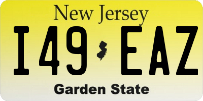 NJ license plate I49EAZ