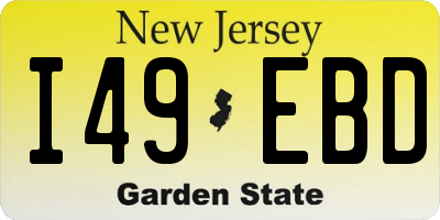 NJ license plate I49EBD