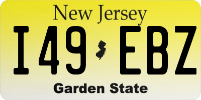 NJ license plate I49EBZ