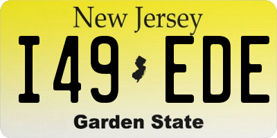 NJ license plate I49EDE