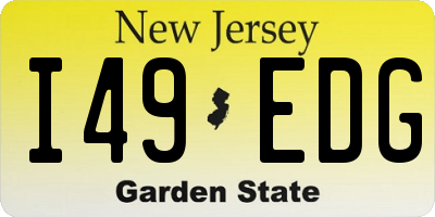 NJ license plate I49EDG