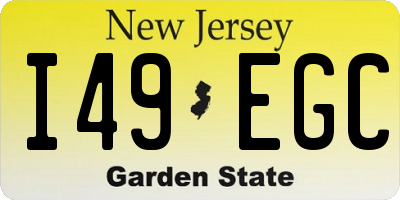 NJ license plate I49EGC