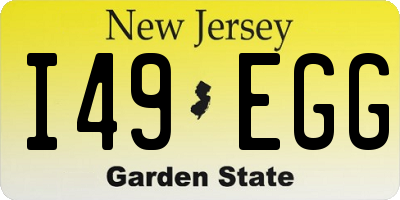NJ license plate I49EGG