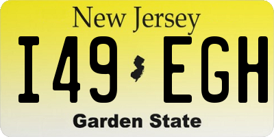 NJ license plate I49EGH