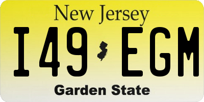 NJ license plate I49EGM