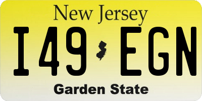 NJ license plate I49EGN