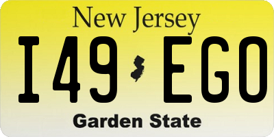 NJ license plate I49EGO