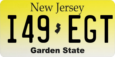 NJ license plate I49EGT