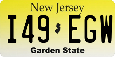 NJ license plate I49EGW