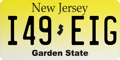 NJ license plate I49EIG