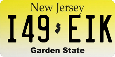 NJ license plate I49EIK