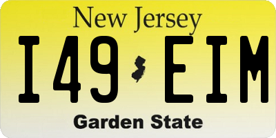 NJ license plate I49EIM