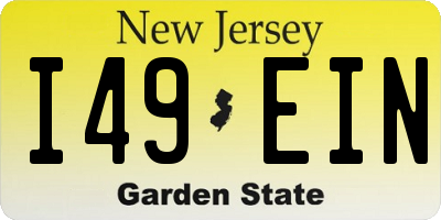 NJ license plate I49EIN