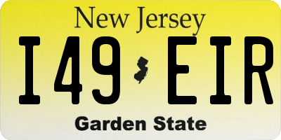 NJ license plate I49EIR