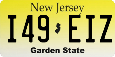NJ license plate I49EIZ