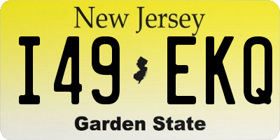 NJ license plate I49EKQ