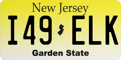 NJ license plate I49ELK