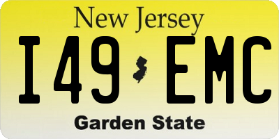 NJ license plate I49EMC
